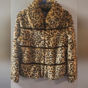 Gorgeous Curations Faux Leopard Print Teddy Jacket. Very Soft And Warm. Sz L